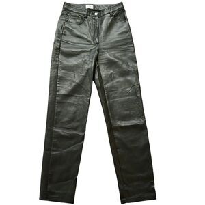 Wilfred Aritzia Melina High Waisted Vegan Leather Dark Green Pants Size 2*